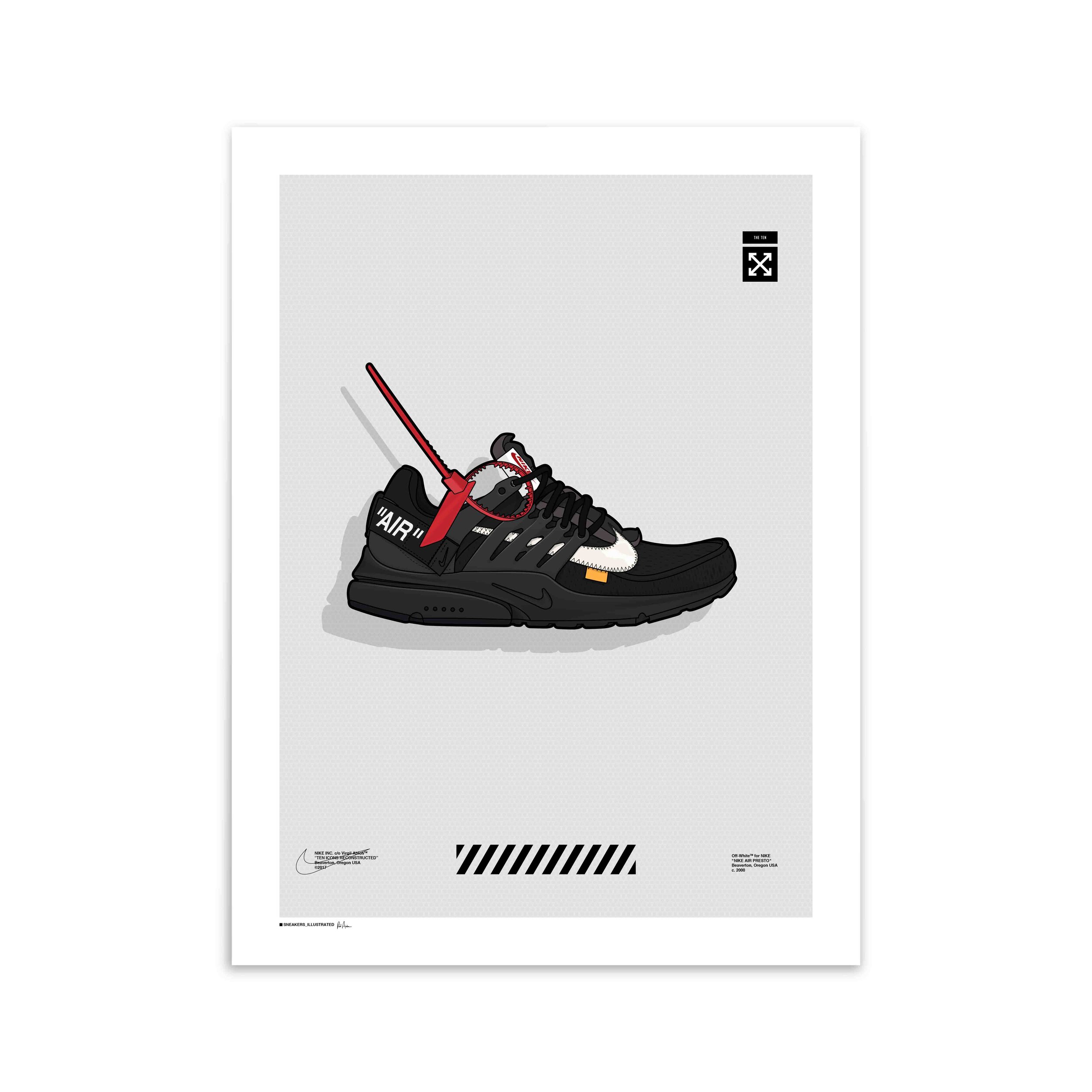 Off-White X Nike Air Presto 'Black' Poster — Sneakers Illustrated